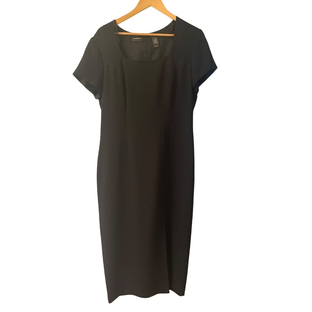 Liz Claiborne Black Polyester Shift Dress Professional Workwear Size 14